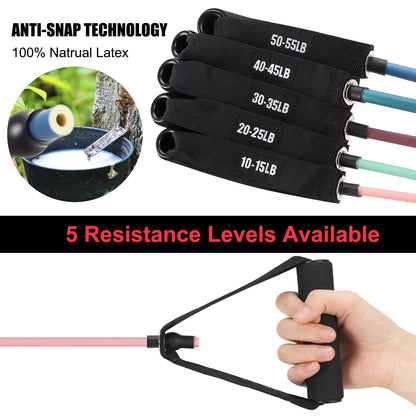 Single Resistance Band Home Gym Exercise Band with Handles and Door Anchor 30 Lb.